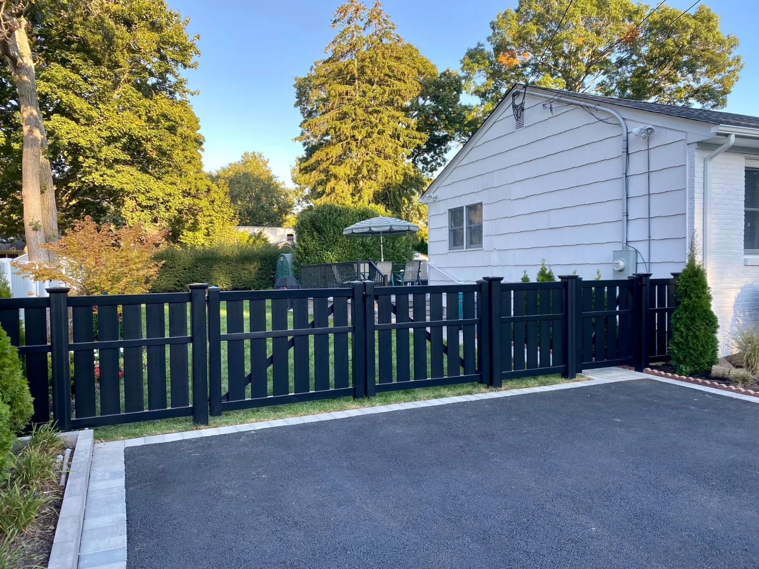 Four-foot Blackline HHP semi-privacy fence at a Bellport home