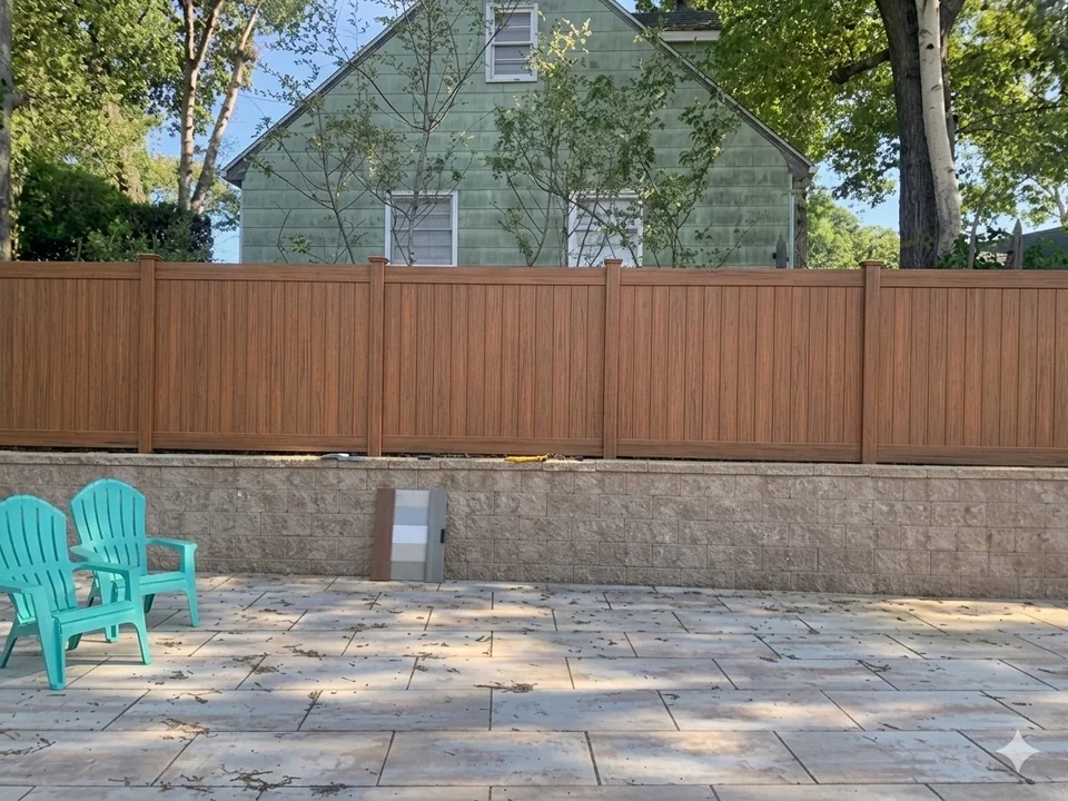 AI design rendering shown to the Sag Harbor homeowners before the cedargrain PVC fence was ordered