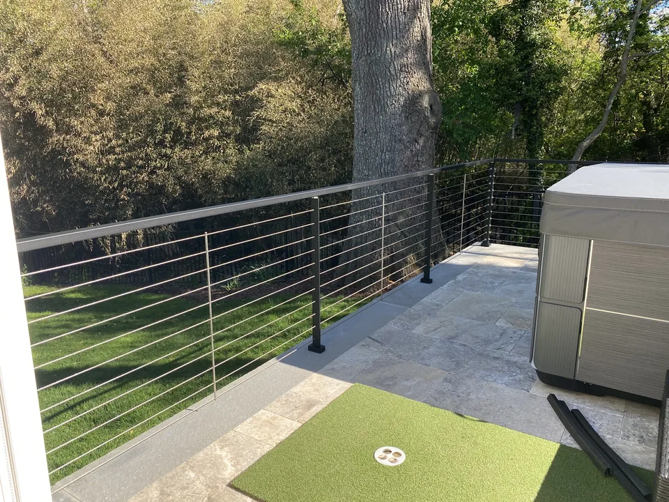 Finished installation — aluminum cable railing project in St. James, New York