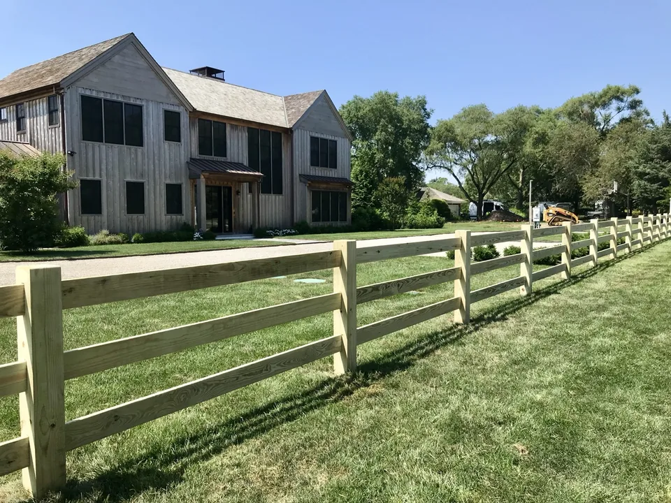 Custom post and rail fence installation in Remsenburg New York