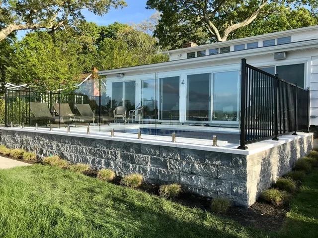 Waterfront Frameless Glass Pool Fence in Southold, New York